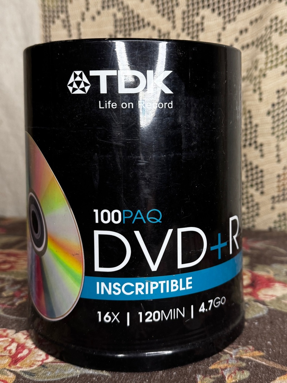 TDK PAQ DVD+R Recordable 100-Pack 16X 4.7GB
Spindle MPN 20356 NIP